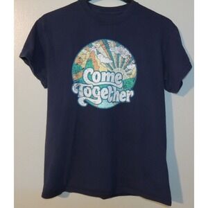 New Men's Size Large "Come Together" T-shirt By DOM Medium Navy Blue‎